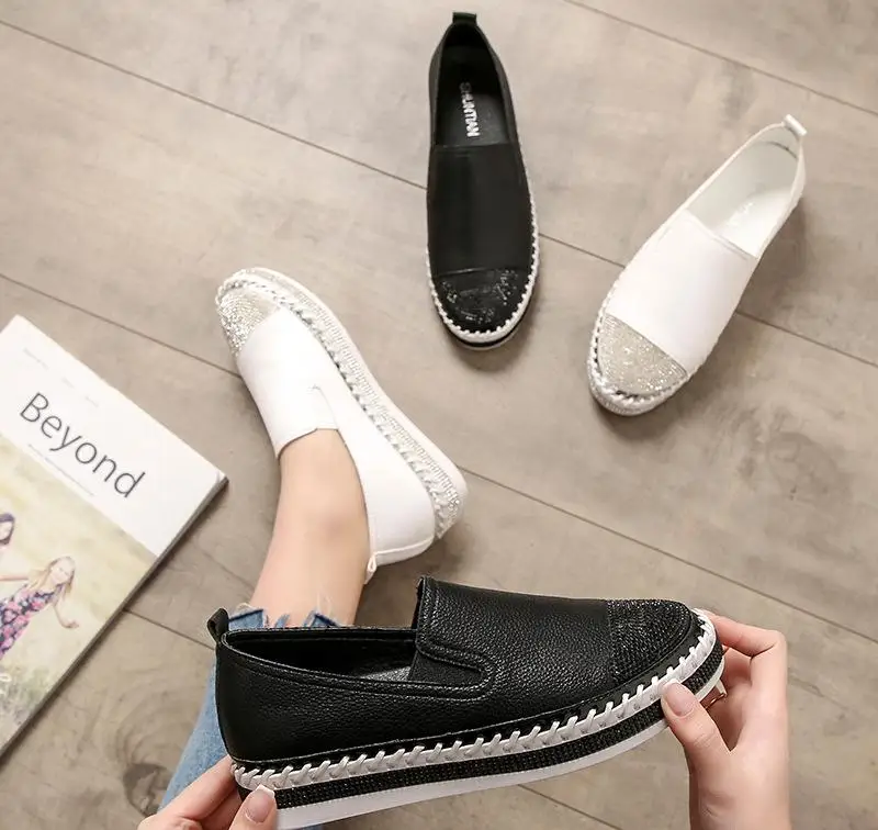 Najtaniej Europejska słynna marka Patchwork espadryle buty kobieta prawdziwej skóry buty płaskie z motywem pnącza damskie mokasyny białe mokasyny skórzane