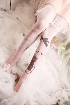 

Lolita COS pantyhose Japanese fairy Lolita soft sister tight Retro Butterfly-knot Cat Printing Student Pantyhose Sweet XWZ-L028