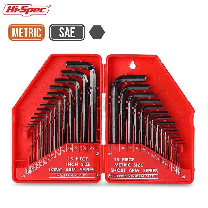 

Hi-Spec 30pc Universal Hexagonal Key Set Metric/ Imperial Allen Key L Shape Bike Torque Wrench Set CRV Steel Spanner Set ST30097