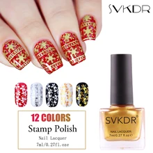 7 SVKDR ML Selo Polonês Unha Polonês & Stamp Estamparia Prego Laca Polonês Nail Art 12 Cor Opcional Spray Vernis UM Verniz Ongle(China)