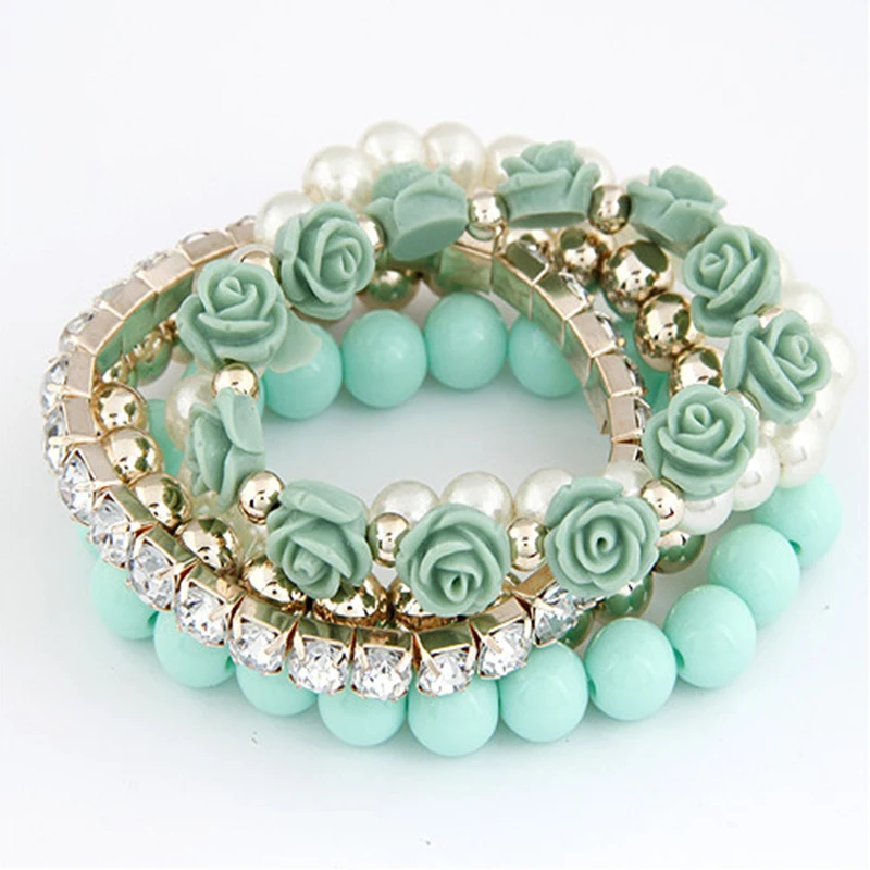 

Fashion Summer Jewelry Mix Style Beads Flower Bijoux Elastic Pulseira Feminina Pulseras For Women Charm Bracelets & Bangles Gift