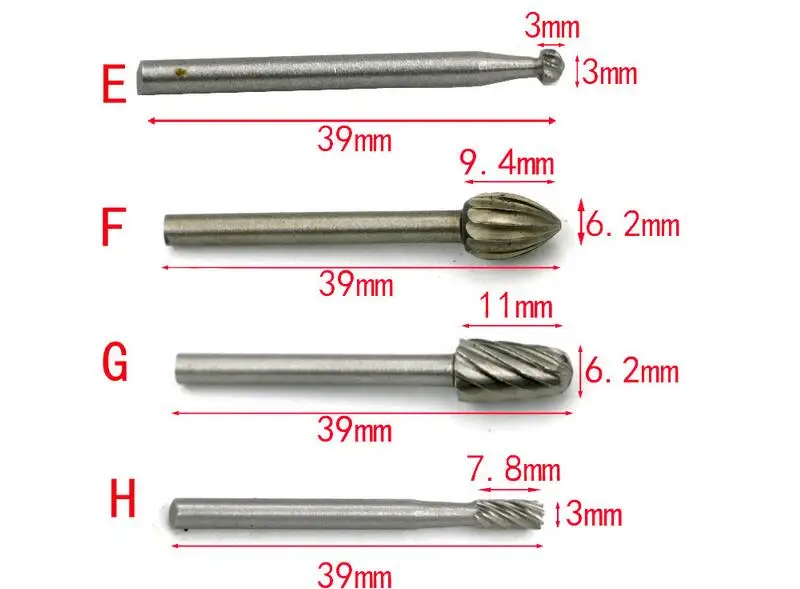 10 шт аксессуары для электрического шлифования, деревообрабатывающие фрезы Гравировка ротационные напильники инструмент