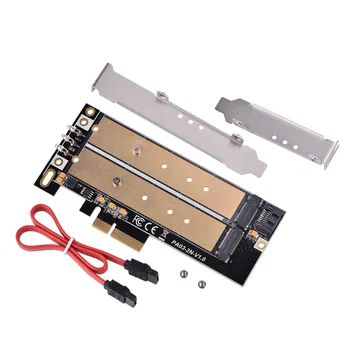 

2 Port NGFF M.2 B + M Key to PCI-E 4X Adapter Card PCI-E Riser SATA to PCI-E Accessories for Computer