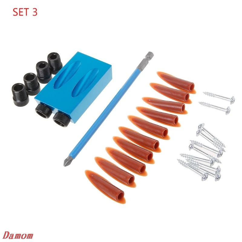 

28Pcs/Set 6/8/10mm Guide 15 Degree Oblique Hole Positioner Angle Drill Bit Locator Woodworking Tool