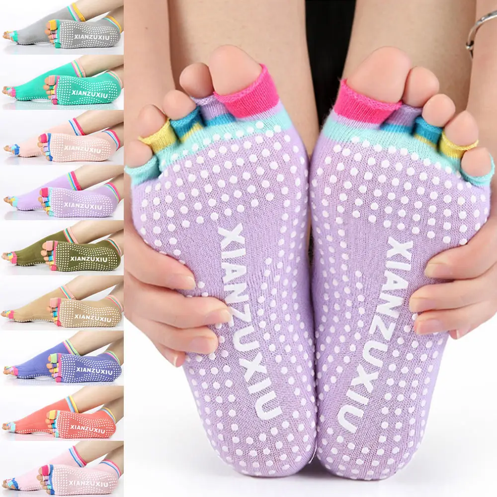 5 pairs Women Bare Feet Exercise Fitness Non Slip Half Toe Toeless Yoga