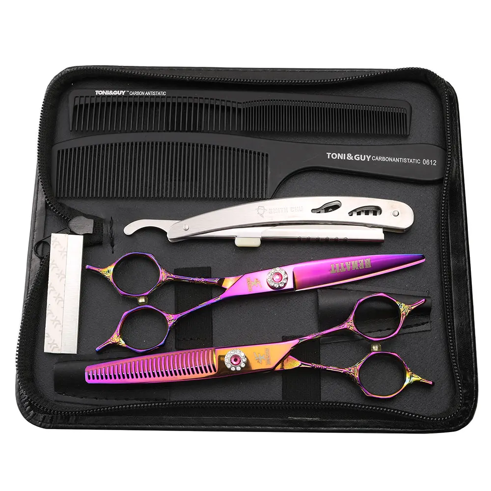 

6 inch hairdressing scissors set hair scissors free shipping Japan 440C hairdressing tool cutting cutting scissors and thinning