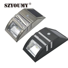 SZYOUMY 2 светодиодный водонепроницаемый IP65 на солнечных батареях Беспроводной PIR датчик движения светильник Открытый сад Пейзаж Двор Газон лампа безопасности