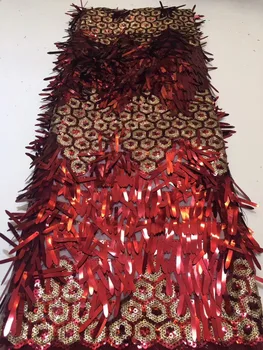 

Fashionable and luxurious European French lace fabric 3D tassel sequin embroidery African lace fabric high quality wedding