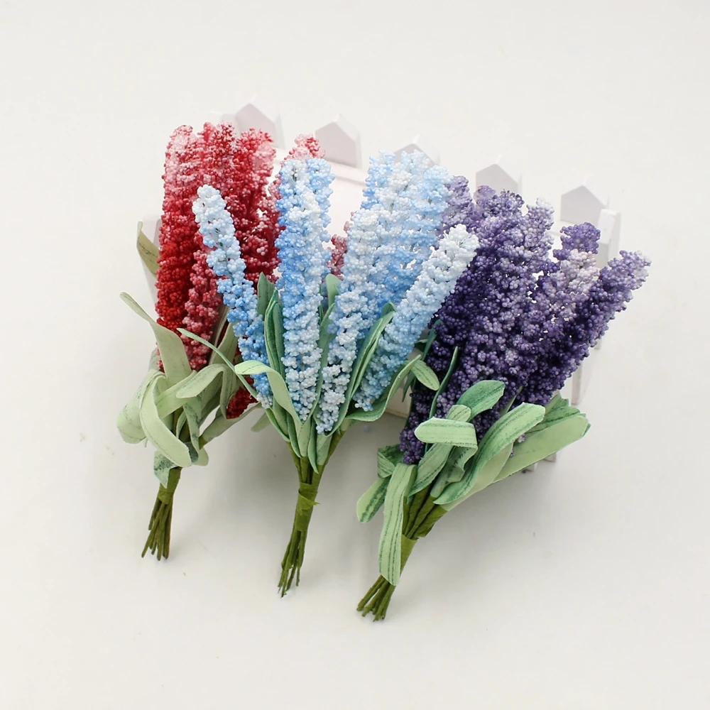 100pcs Artificial Flowers Foam Pure Lavender Bouquet For Wedding Home