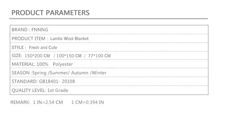 Lambs-wool-blanket-Parameter