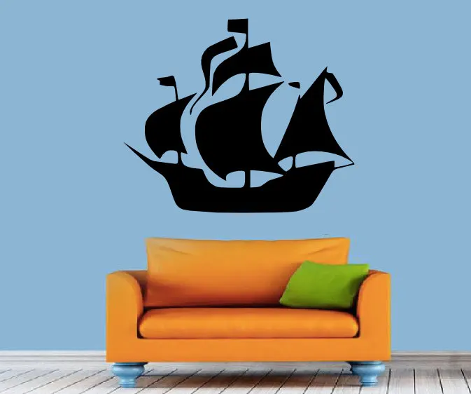 cheap Pirate Ship Wall Stickers For Kids Rooms Vinyl Art Mural Kid Nursery Wall Decal Interior Removable Boys Bedroom Decal DIY SYY945