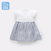 Летняя одежда высокого качества из дышащего хлопка для малышей Симпатичные костюмчики для маленьких детей, детское платье с короткими рукавами для девочек от 0 до 4 лет