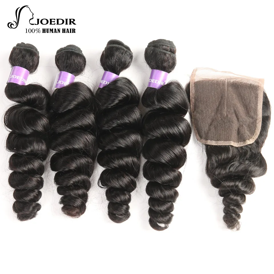 Indian Loose Wave Bundles With Closure Joedir Hair 4 Bundles With