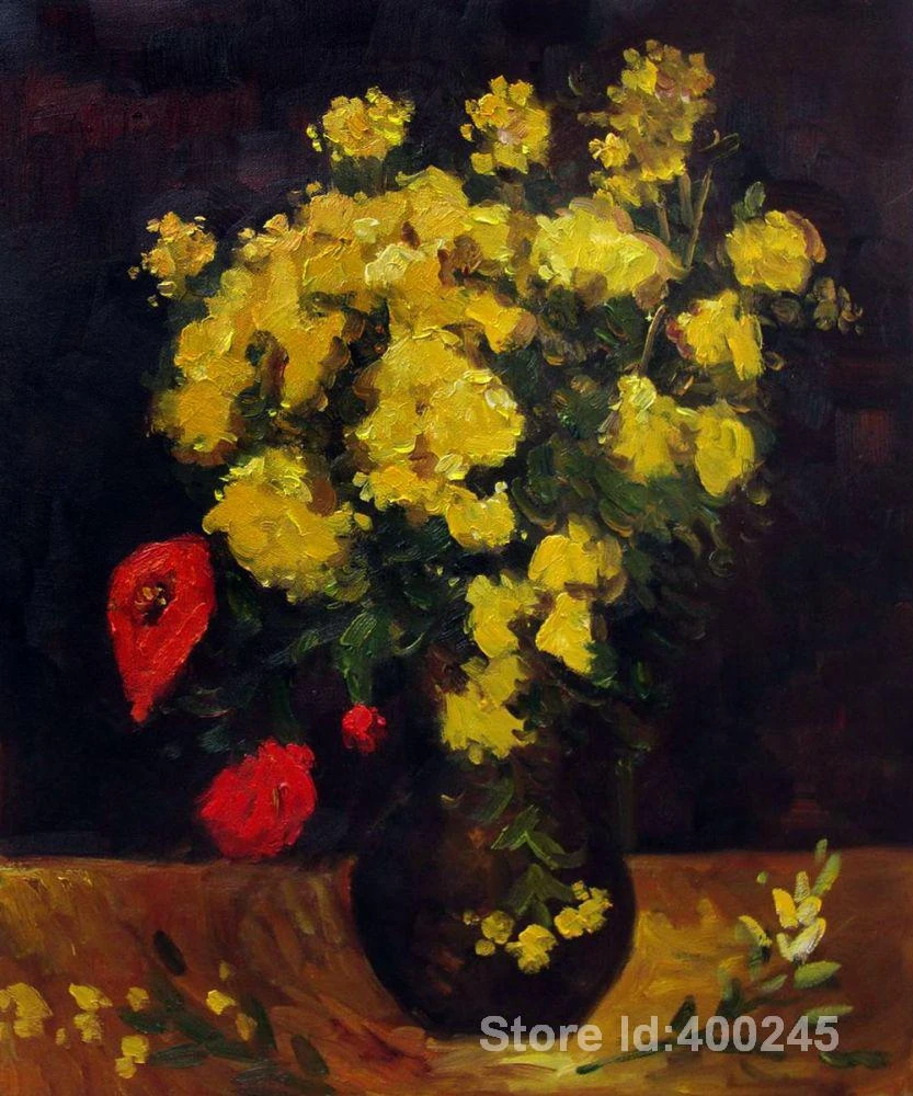 居間のための有名な芸術の絵画は ガスカリア ポピーの花 Vincent Vanggh高品質手描き Painting Screen Vase Ledpainting Poppies Aliexpress