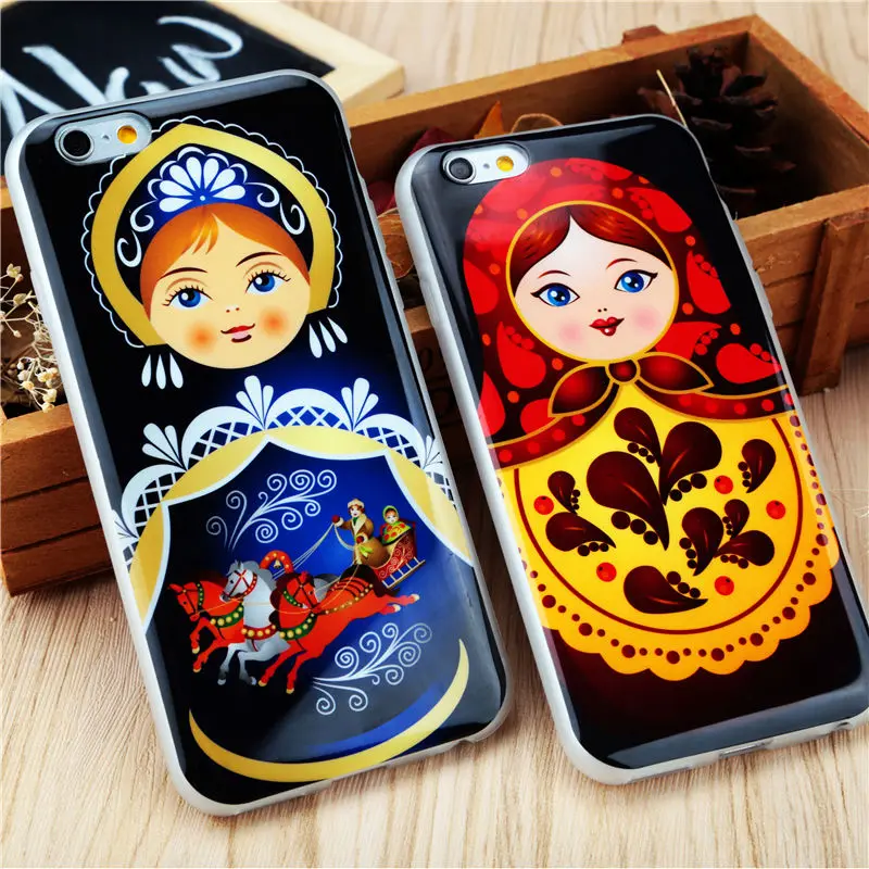 High quality Soft TPU Russian Dolls Pattern Style Cell Phone Cases for iphone 6 6S 4.7'' 5 5S SE Cover Case Wholesale Capa