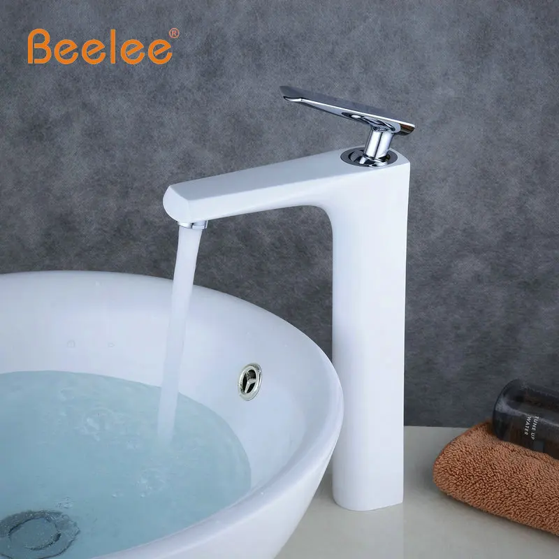 

Free shipping Grilled White Paint Waterfall faucet Single Hole Single Handle Basin Faucet Wholesale And Retail Mixer Tap BL6708W