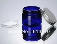 20pcs 50g blue Empty PET cream jar with inner lid Cosmetic Packaging containers Aluminium cap Mask DIY tool case free shipping