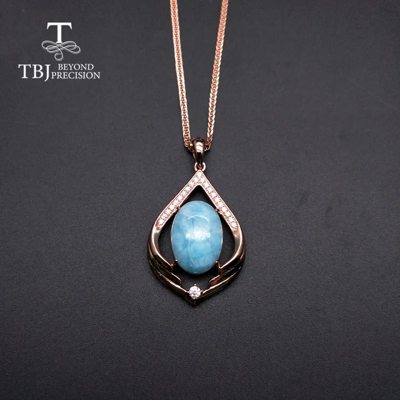 TBJ, натуральный драгоценный камень larimar, простой стиль, подвеска, серебро 925 пробы, хорошее ювелирное изделие для девушки, хороший подарок, как повседневная одежда