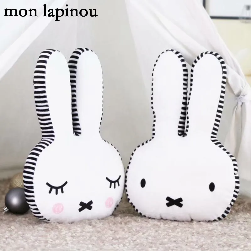 

Plush Rabbit Pillow Cut Bunny Stuffed Soft Doll Rabbit Head Throw Pillow Room Decor Baby Kids Pillow Cushion Children Gift