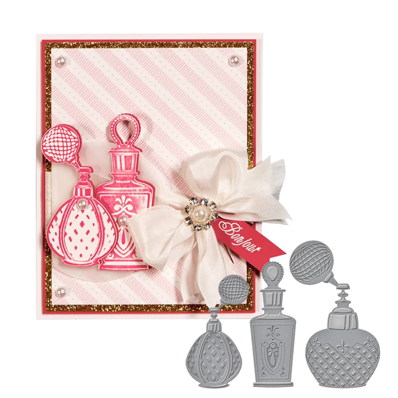 

3pcs/Set Perfume Bottles Shape Metal Cutting Dies Stencils For DIY Scrapbooking Embossing Decorative Paper Cards Handcraft Tools