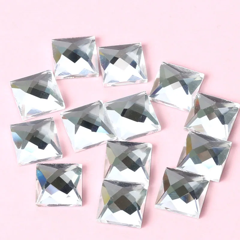 Супер блестящий белый квадрат Пришивные стеклянные кристаллы, стразы относится к DIY украшения и торжественное платье