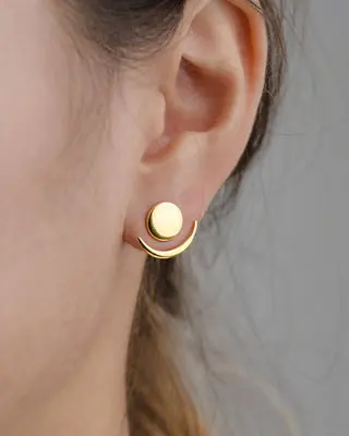 

New Fashion Geometric Gold Silvery Earrings For Women Round Design Elegant Earrings Birthday Wedding Gift Stud Ear Brincos E90