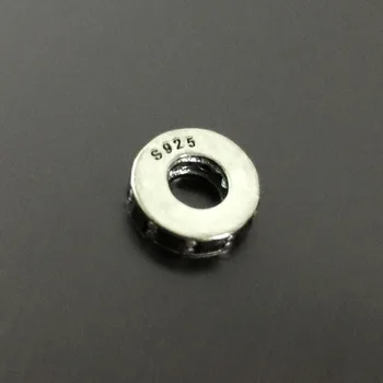 

100% 925 sterling silver circular ring inlaid crystal charms&beads fit Pd bracelet