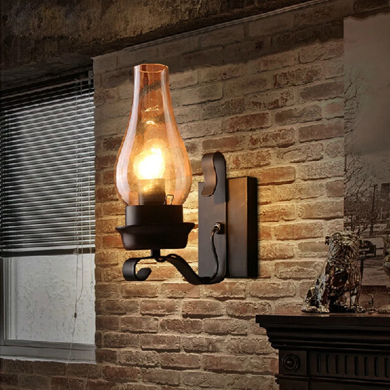 Лофт старинные настенные лампы E27 Светодиодный бра, настенные светильники для спальни коридор бар коридор, Ресторан Бар Кафе настенный