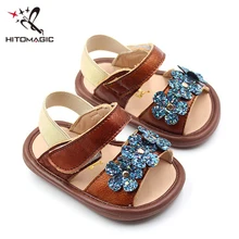 Hitomagic маленьких Сандалии для девочек обувь для девочек Лето Пояса из натуральной кожи малышей мягкой Новая мода цветы белые вечерние туфли под свадебное платье