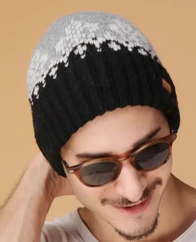 Мужская Зимняя шерстяная вязаная шапка Skullies, мужские фирменные шапки бини, повседневные цветные головные уборы в стиле пэчворк, головные уборы для мужчин D92