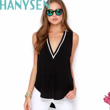 HANYSEN Brand Clothing Women Fashion T-Shirts Sleeveless V-Neck T Shirt Plus Size 6XL Solid Color Top Tees Women Cotton T-Shirt