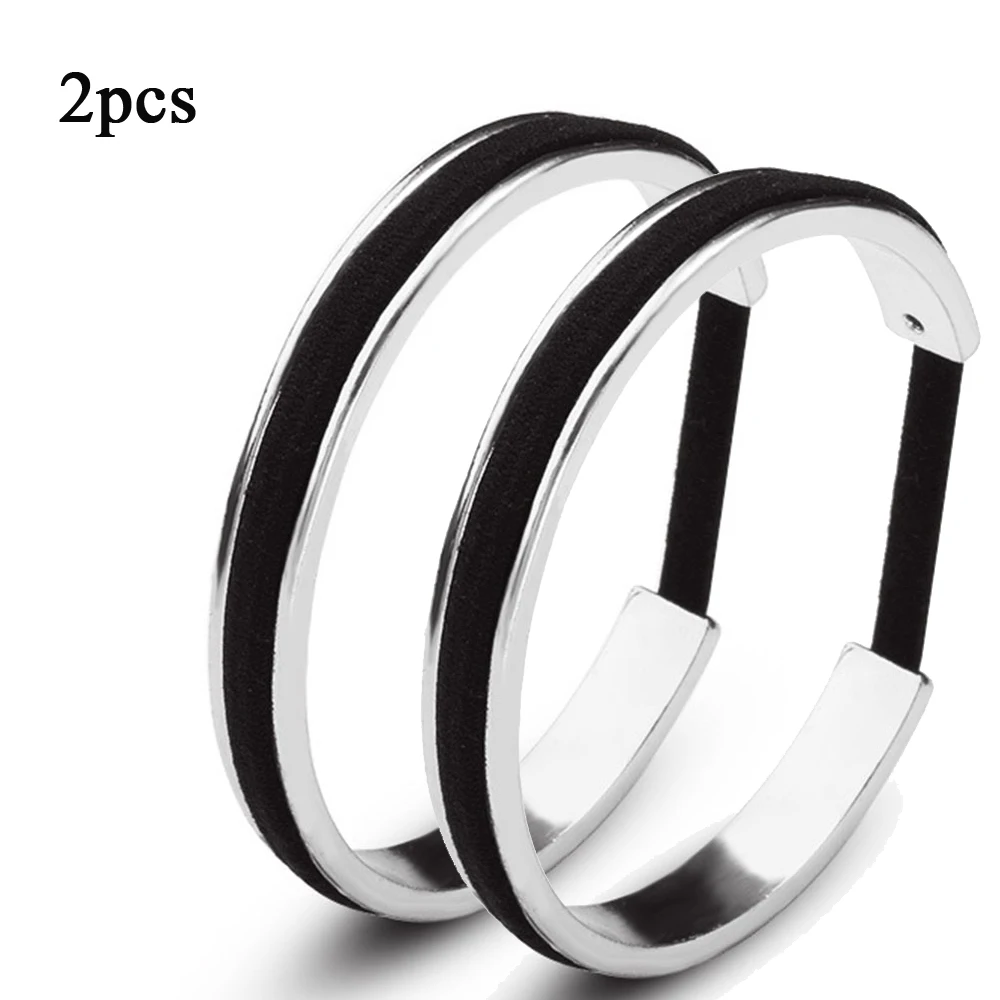 

2pcs/set Adjustable Open Cuff Bangles Hair Tie Bracelets Rose Gold Color Silver Color for Women Men Jewelry Hand Accessories