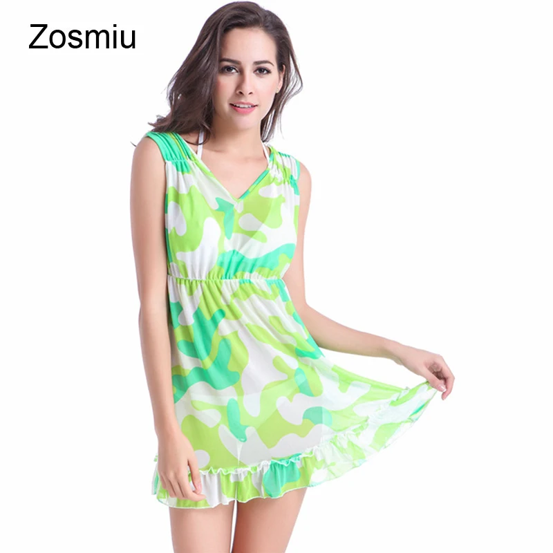 Deep V Neck Print Cover Ups