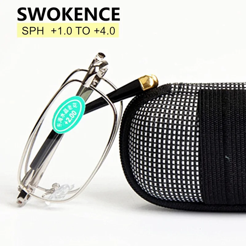 

SWOKENCE Anti Fatigue Foldable Reading Glasses Women Men Brand Folding Presbyopic Eyeglasses +1.0 1.5 2.0 2.5 3.0 3.5 4.0 R136
