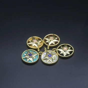 

1dozen 22MM Star women necklace charm pendant, Gold plate necklace DIY natural Gem stone jewelery, original design, fashion gift