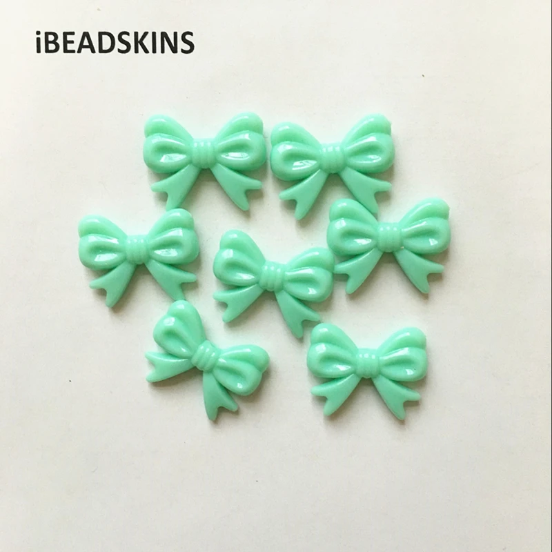 29x23mm 250pcs/lot soft mint green color Acrylic Bows Beads for Chunky