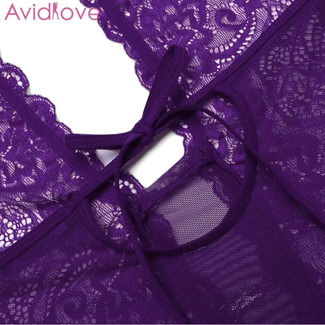 Avidlove Badydoll, сексуальное ночное белье, сексуальное эротическое белье, боди, одежда для сна, Тедди, одноцветная, талия, бюст, открытая, Холтер, промежность, для женщин, кружево