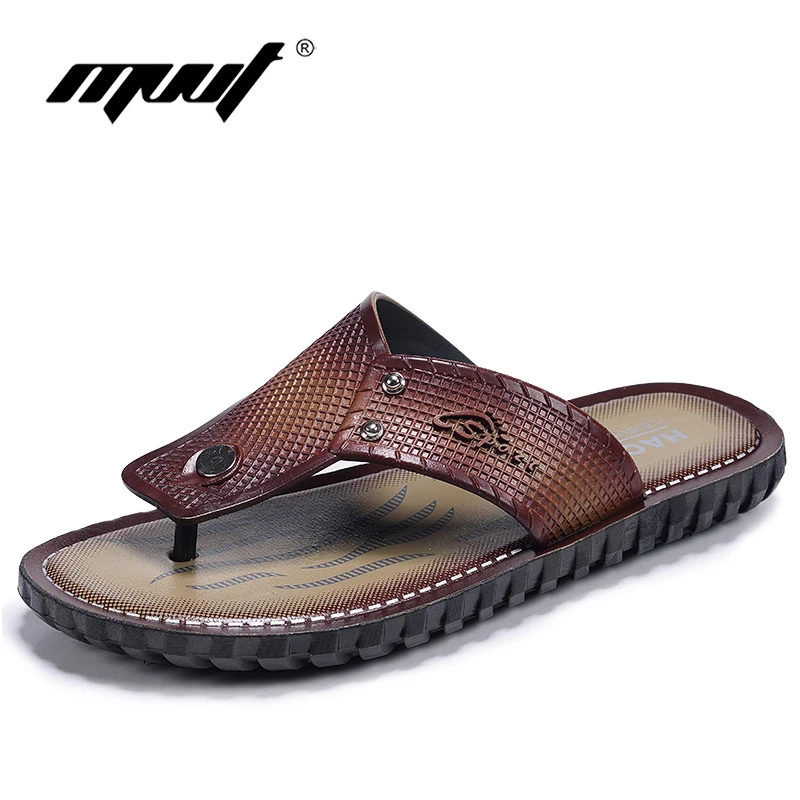 

2017 Summer new style men slippers comfort soft leather slippers men fashion quality Beach slippers unicorn