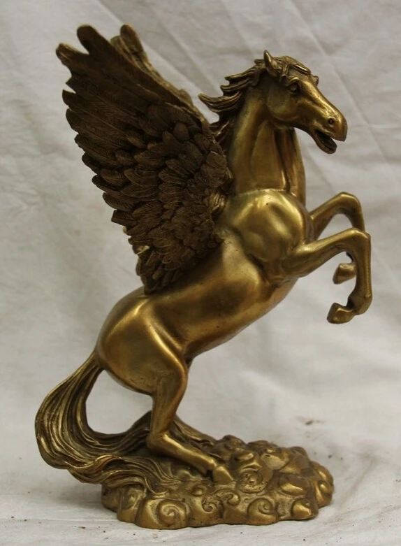 

song voge gem S5715 10 " Chinese Brass Folk fly Zodiac Year success Tang Horse Statue Feng shui