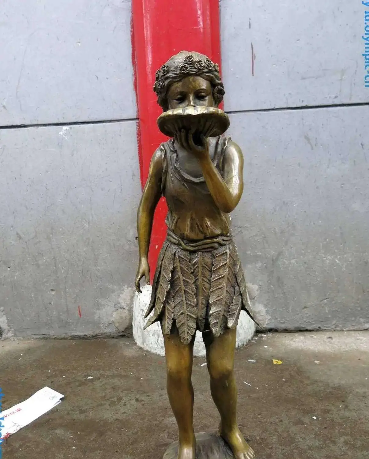 

31" China Brass Copper Carved angel child kid figure genius sculpture Statue