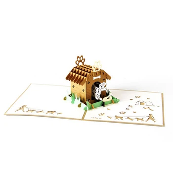 

3D Pop Up Pet House Greeting Card Christmas Valentine Birthday Invitation for Gift