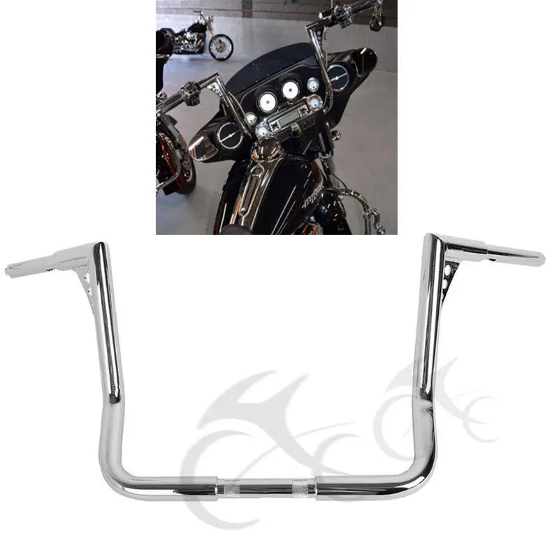 

Motorcycle 18" Rise Ape Hanger HandleBars 1-1/4" Fat For Harley Touring Road King Road Glide Electra Glide Baggers 1982-2019