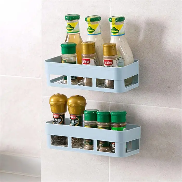 Shelf Organizer Wall Mounted Nailless Shower Corner Bathroom Kitchen Storage Holder Rack DC156