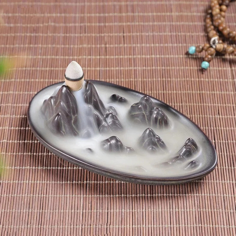 

Ceramic Waterfall Backflow Tower Cones Incense Burner Ash Catcher Sticks Incense Holder Aromatherapy Diffusers Decor