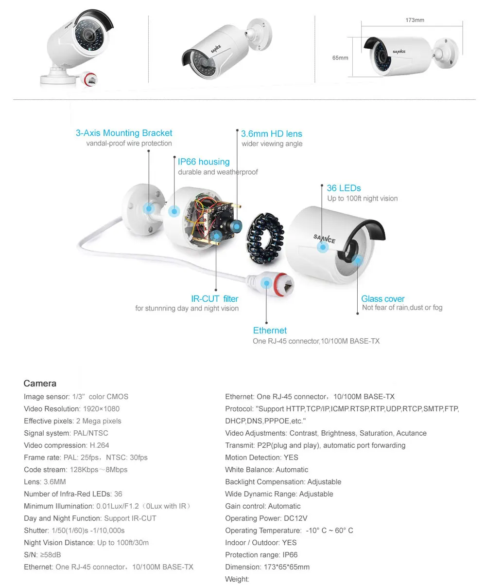 SANNCE HD 1080P CCTV система 4CH POE NVR 2 ТБ HDD 4 шт. 2MP 1080P POE IP камера сетевая уличная камера s домашняя система безопасности