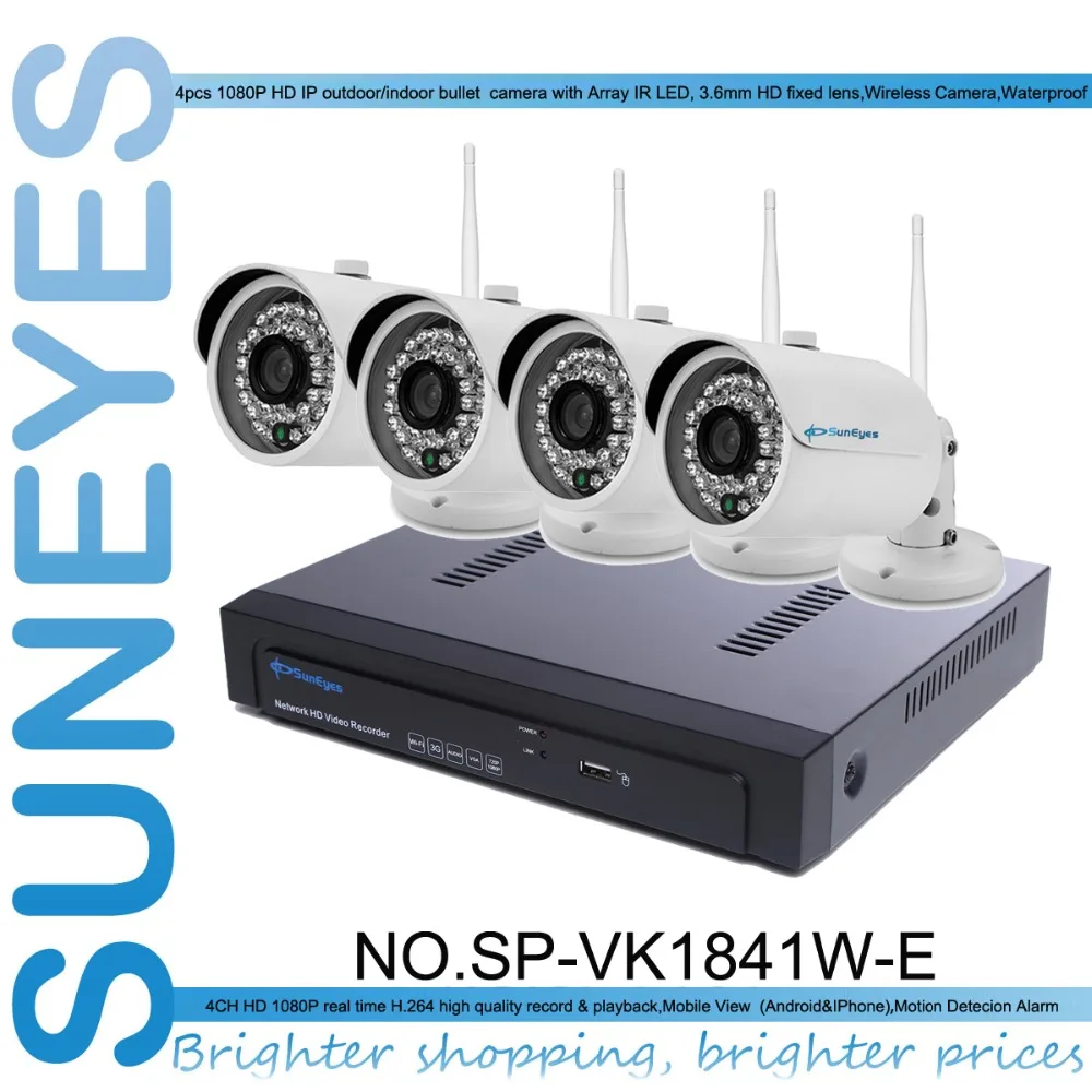 

SunEyes SP-VK1841W-E1080P HD 4CH IP CCTV Camera NVR Kit 1SATA Port with 4pcs HD Wireless Wifi Mini IP Camera Outdoor P2P