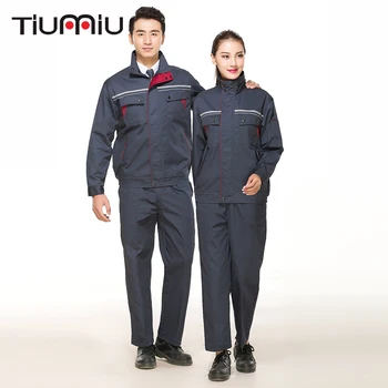 

New Men Unisex Work Wear Sets Two Pieces Mixed Colors Protective Clothing with Pants Engineering Service Workshop Reflectors Set