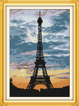 

The tower at dusk DMC Counted Chinese Cross Stitch Kits printed Cross-stitch set Embroidery Needlework