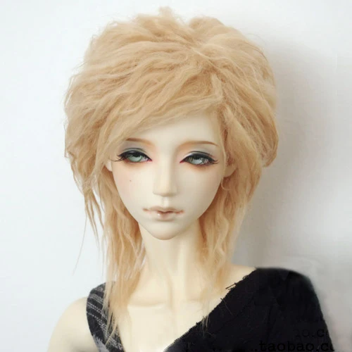 BJD кукла натуральный мех парик для 1/3 1/4 1/6 BJD DD SD MSD MDD YOSD кукла бежевого цвета, длинные, кудрявые прямые мех парики - Цвет: beige