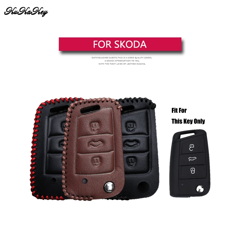 Buy KUKAKEY For Skoda Auto Car Key Case Leather Key